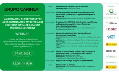 Grupo Carinsa organiza el webinar: Valorización de subproductos agroalimentarios: Estrategias de economía circular para una industria sostenible
